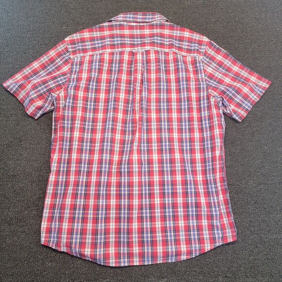 Chaps Easy Care Mens Short Sleeve Button Down Shirt Size XL Red White Blue Plaid - Picture 5 of 12